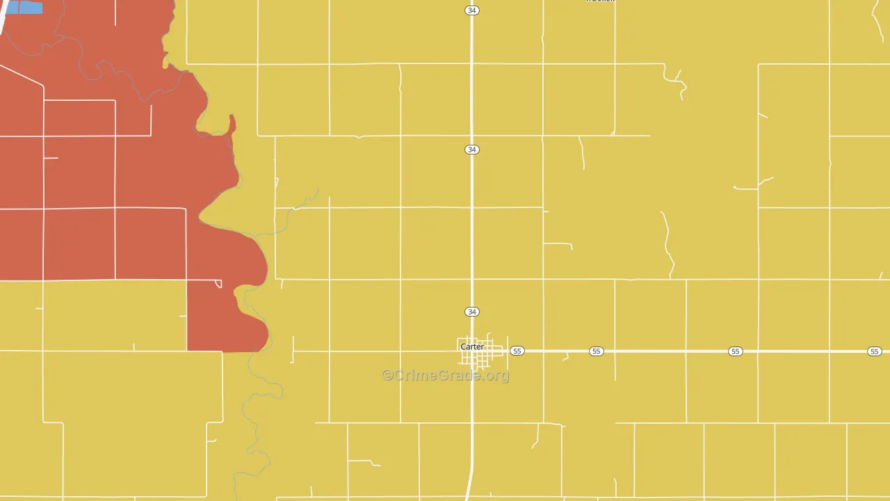 Carter, OK Map of Drug-Related Crime Rates