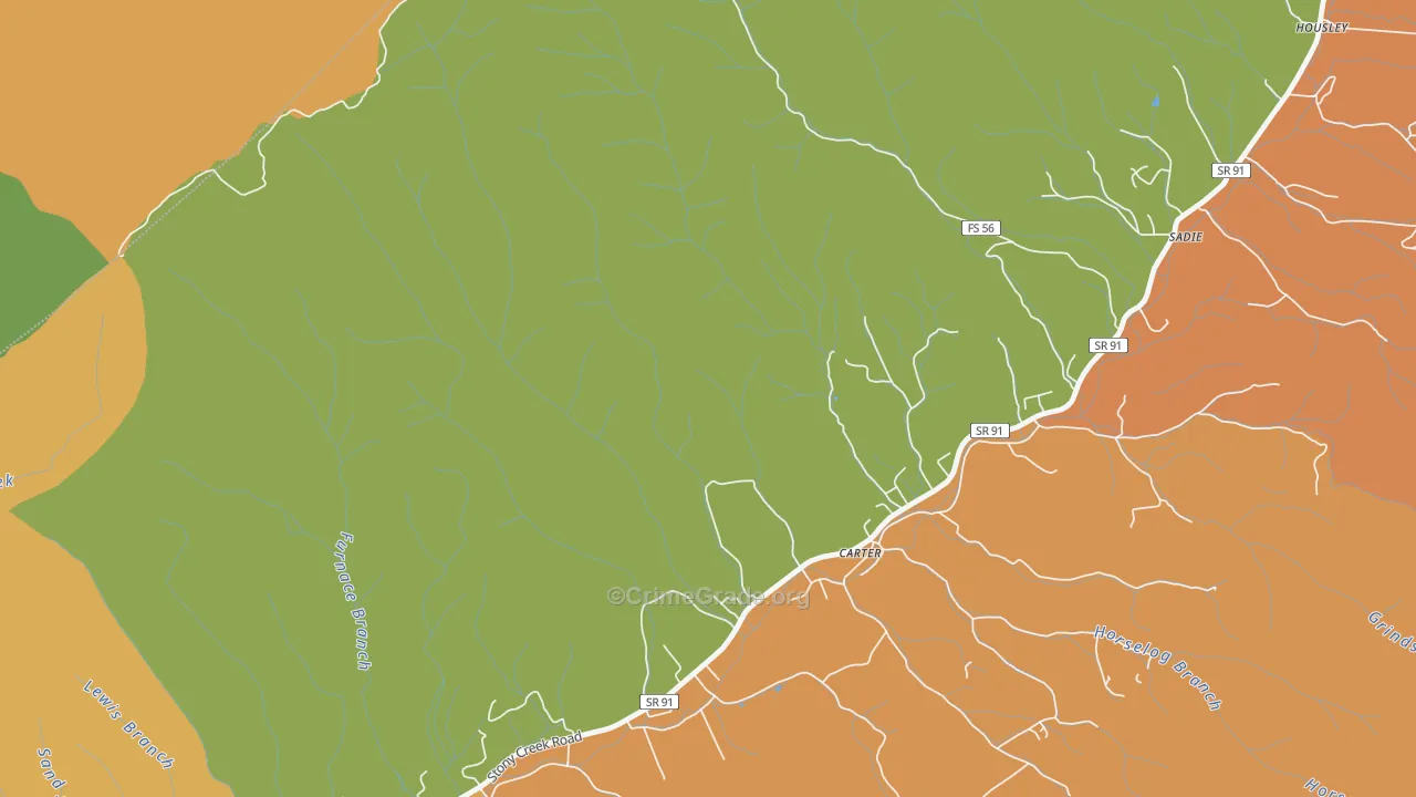 Carter, TN Map of Drug-Related Crime Rates
