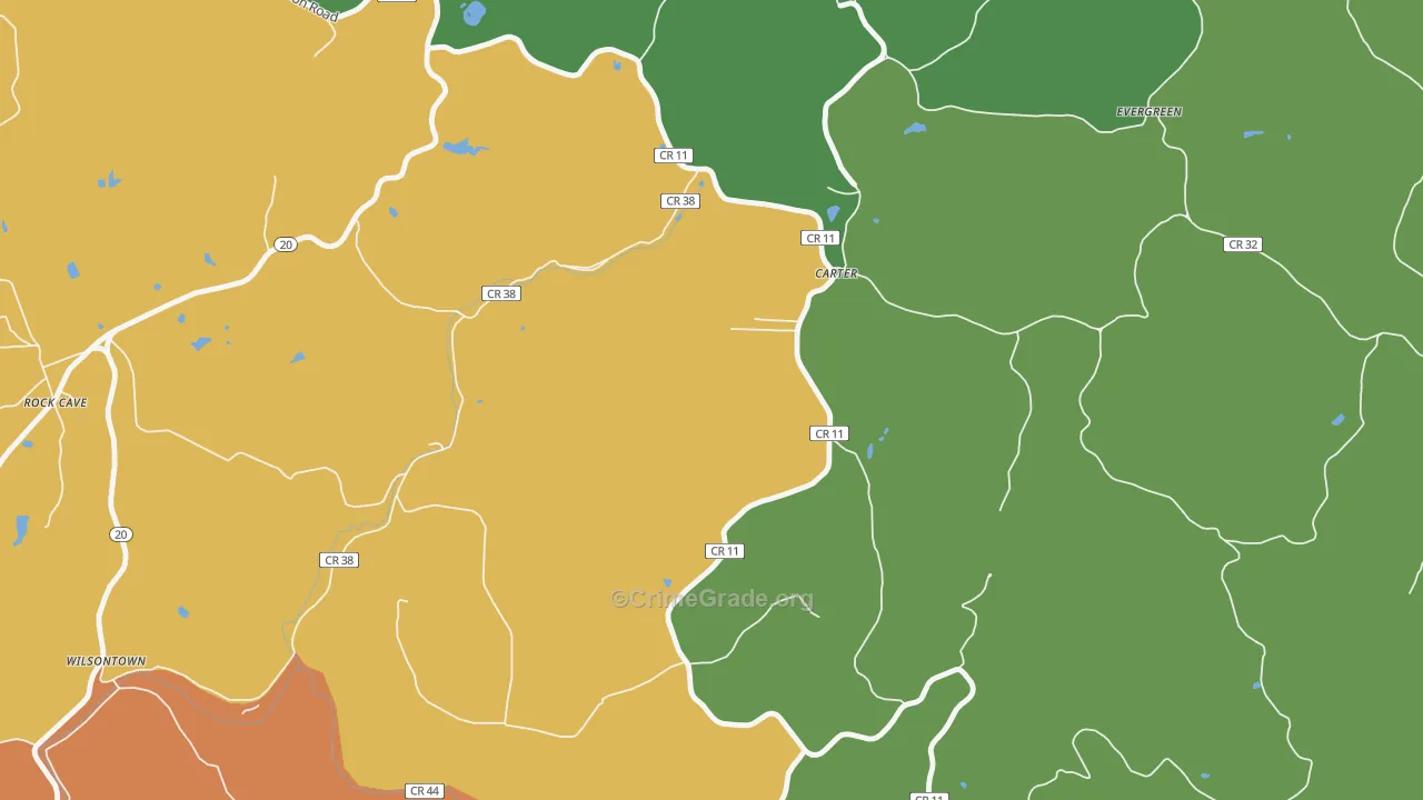 Carter, WV Map of Drug-Related Crime Rates