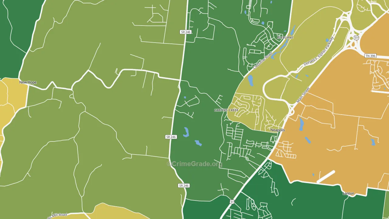 Carters Creek, TN Map of Drug-Related Crime Rates
