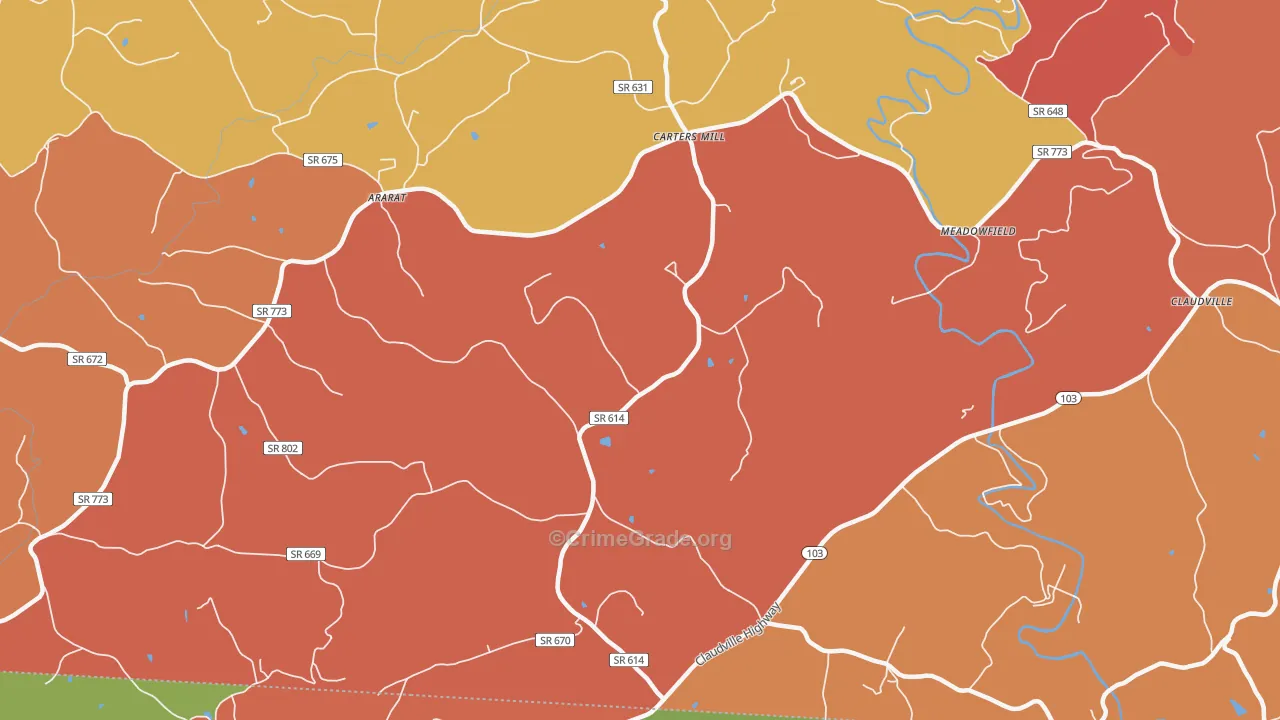 Carters Mills, VA Map of Drug-Related Crime Rates
