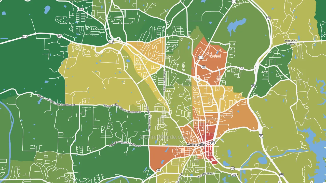 Cartersville, GA Map of Drug-Related Crime Rates