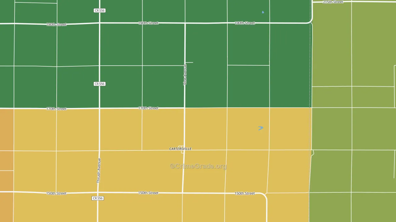Cartersville, IA Map of Drug-Related Crime Rates