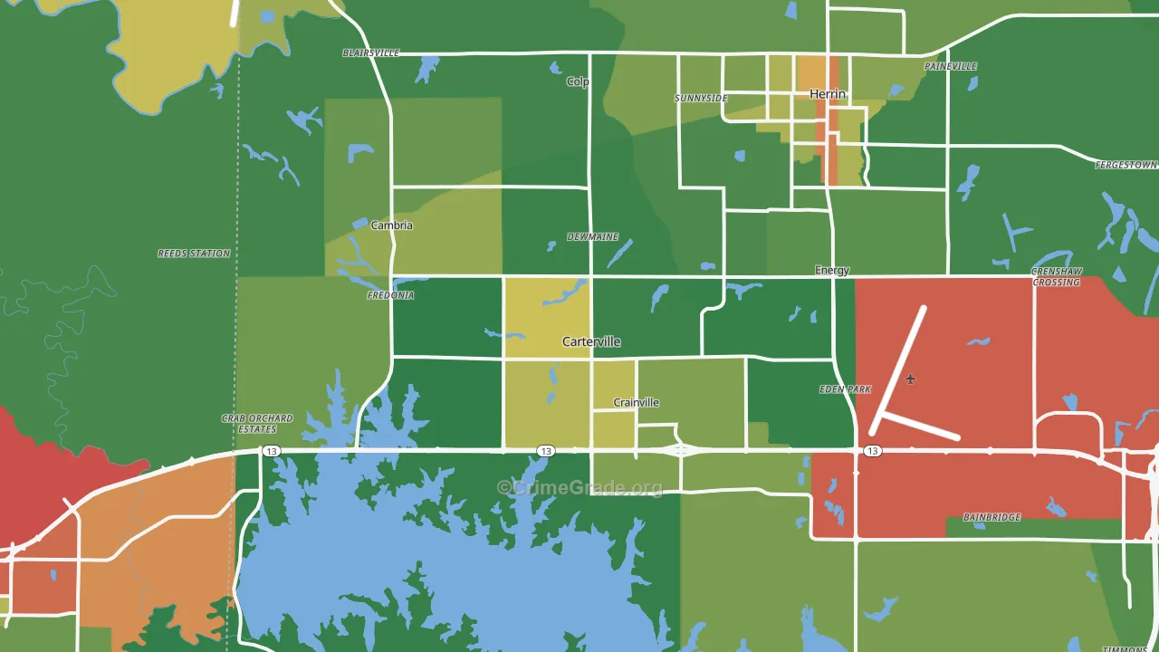 Carterville, IL Map of Drug-Related Crime Rates