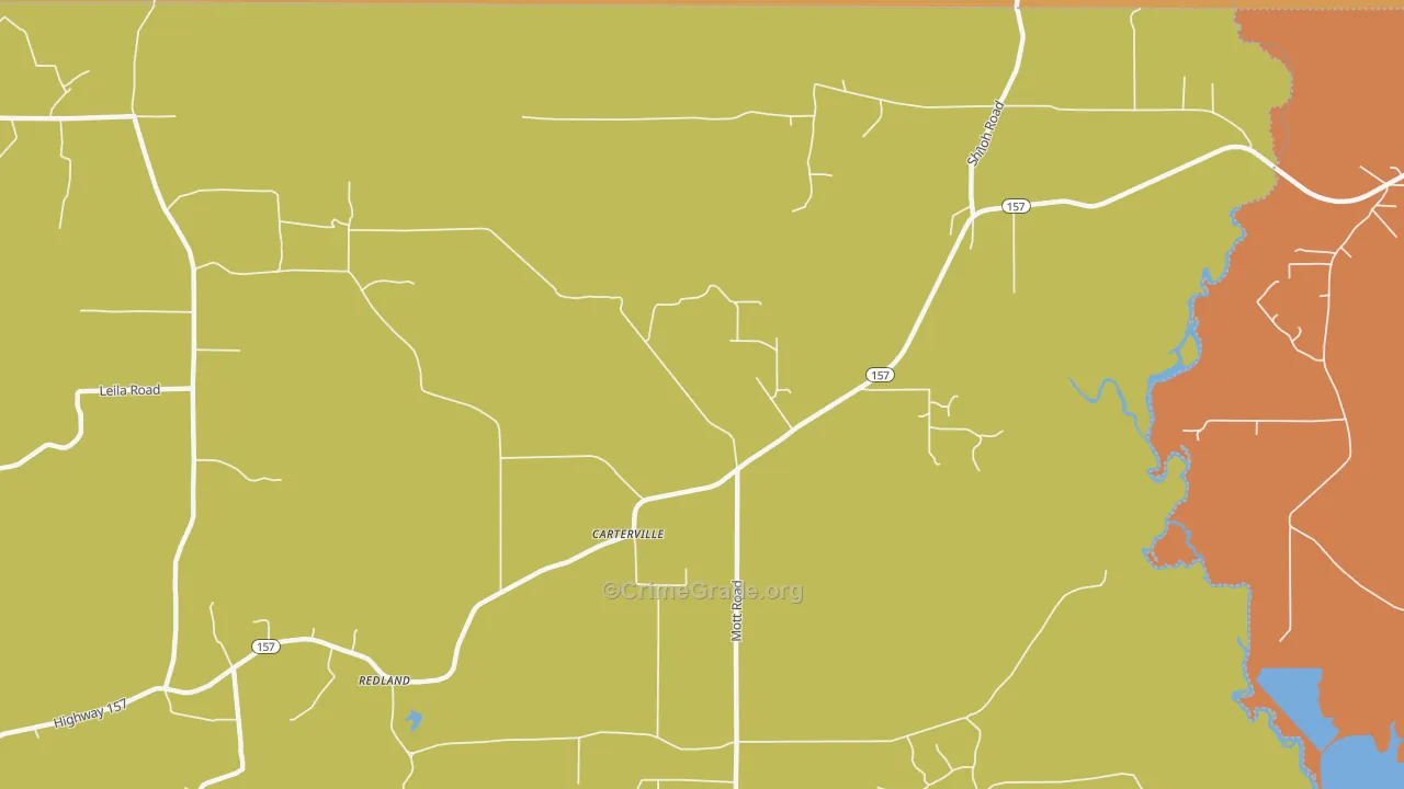 Carterville, LA Map of Drug-Related Crime Rates