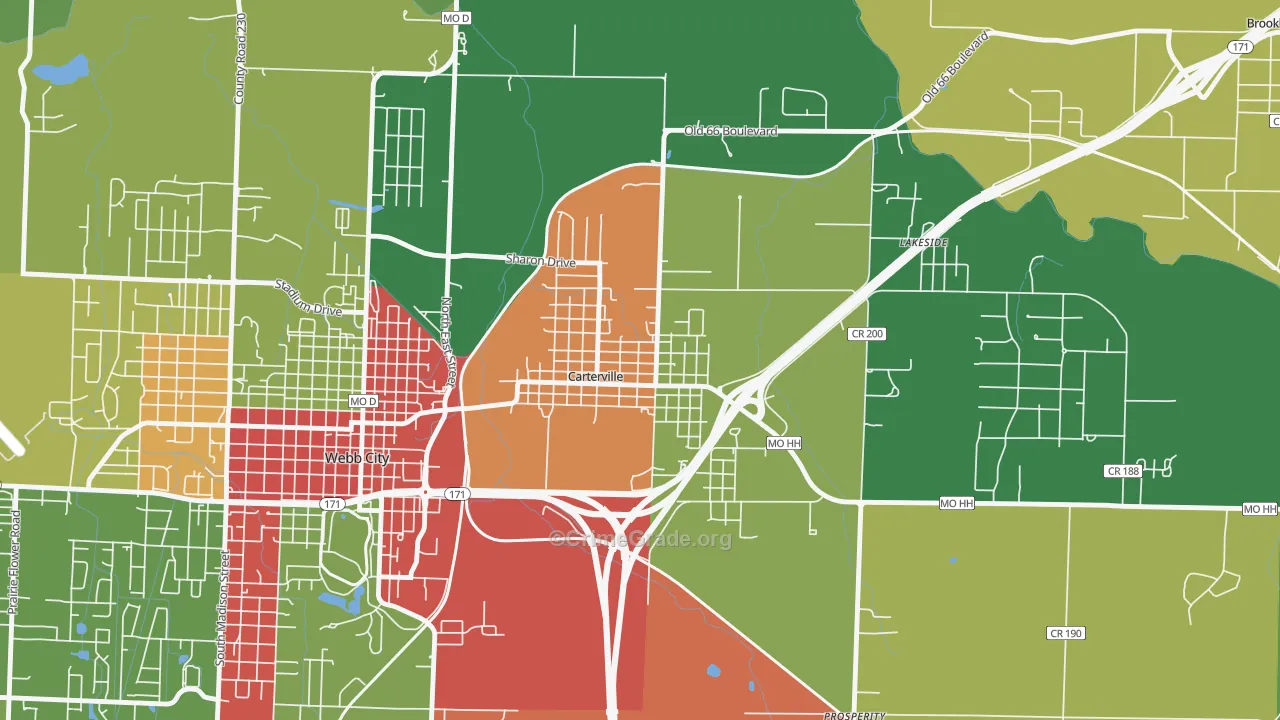 Carterville, MO Map of Drug-Related Crime Rates