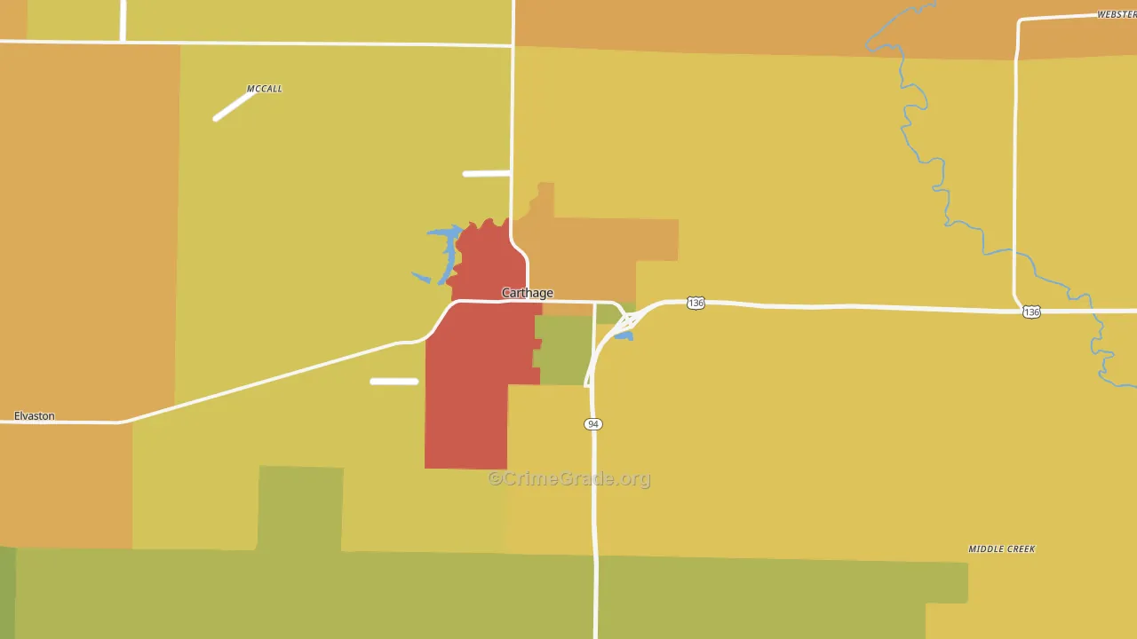 Carthage, IL Map of Drug-Related Crime Rates