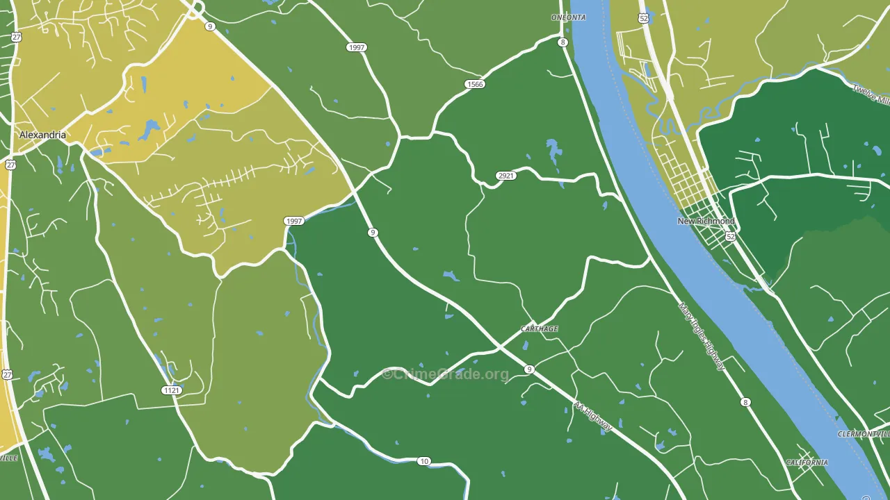 Carthage, KY Map of Drug-Related Crime Rates