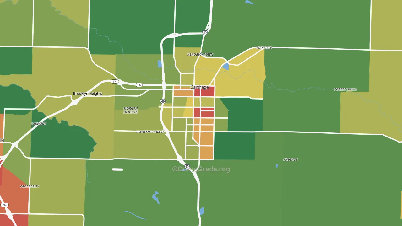 Carthage, MO Map of Drug-Related Crime Rates