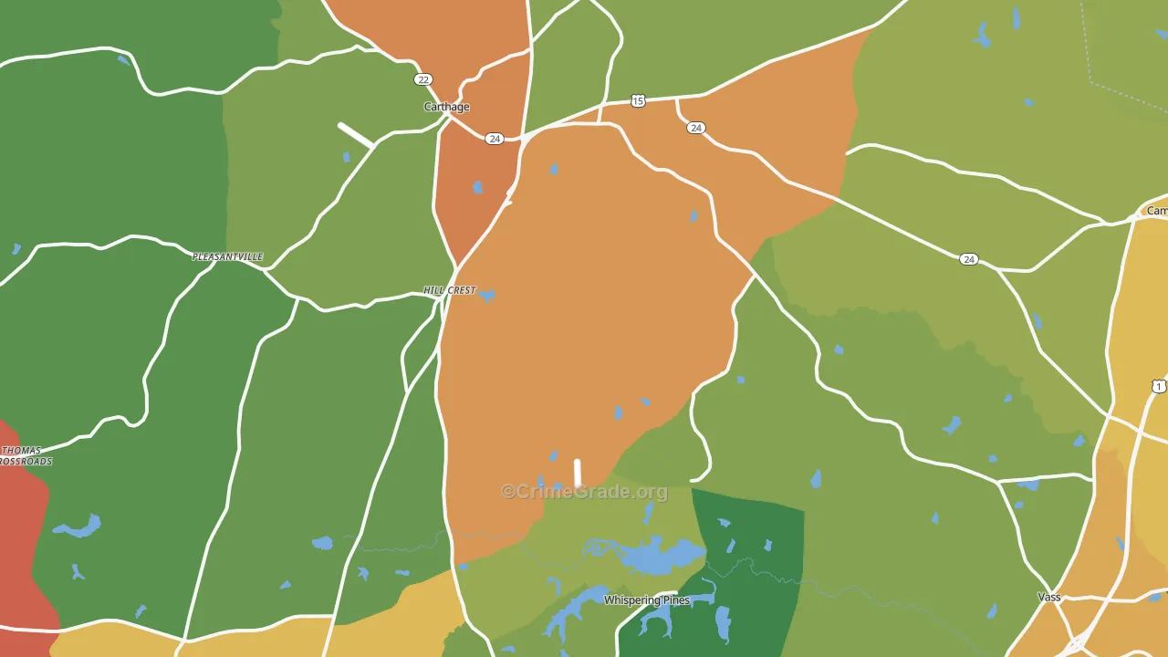 Carthage, NC Map of Drug-Related Crime Rates