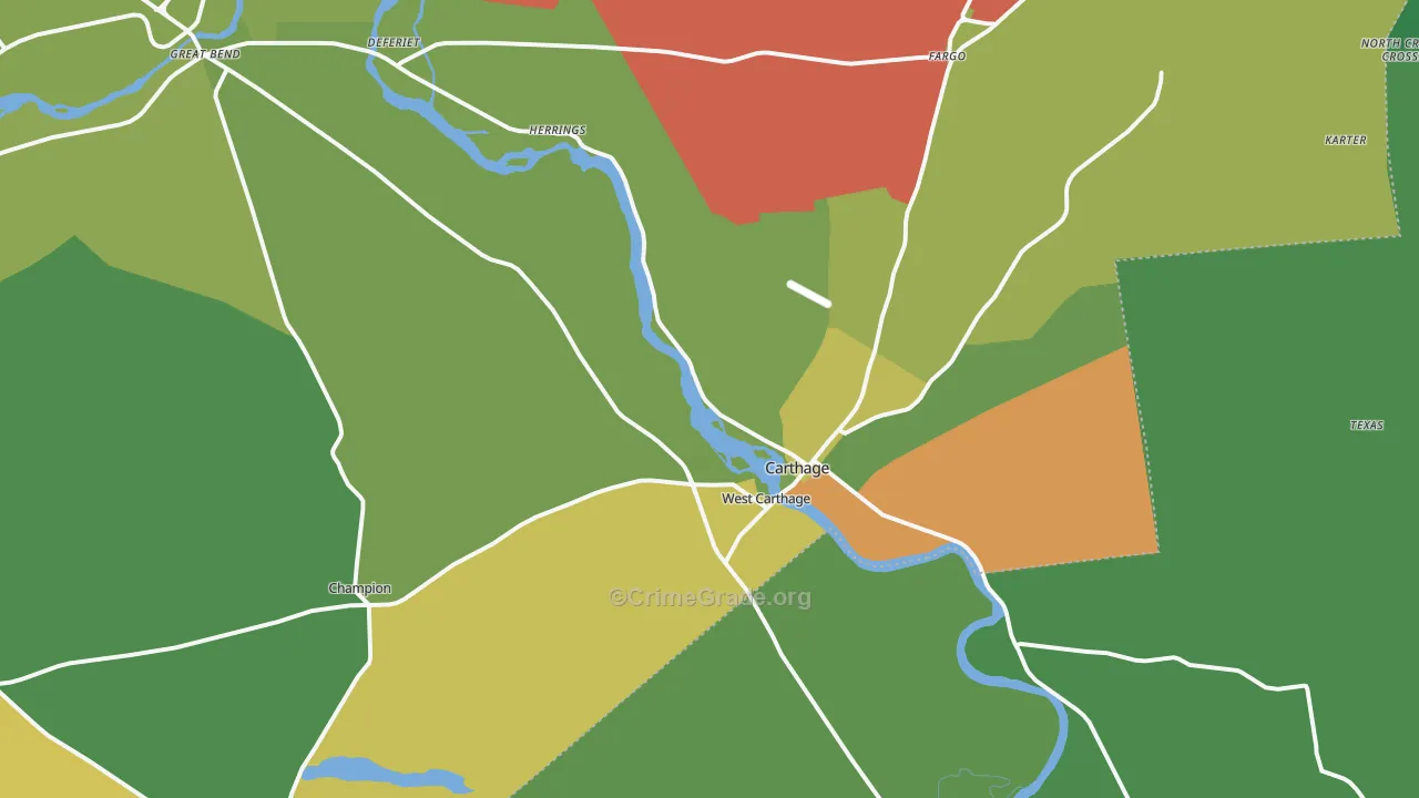 Carthage, NY Map of Drug-Related Crime Rates