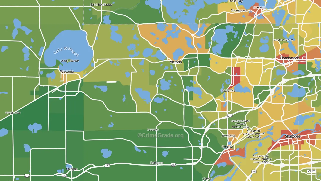 Carver County, MN Map of Drug-Related Crime Rates