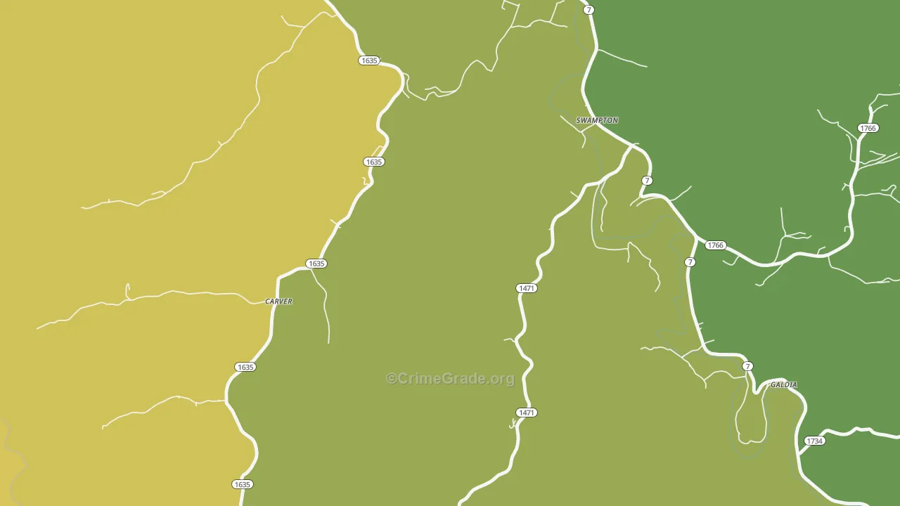 Carver, KY Map of Drug-Related Crime Rates