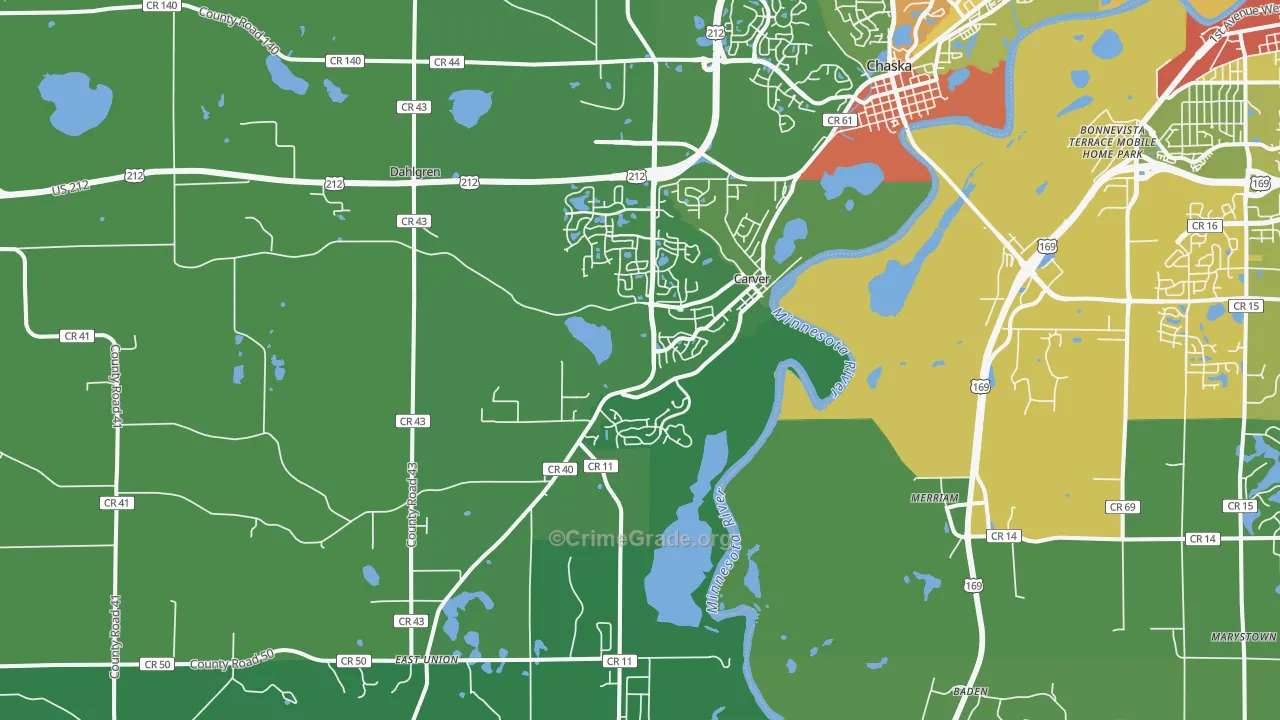 Carver, MN Map of Drug-Related Crime Rates