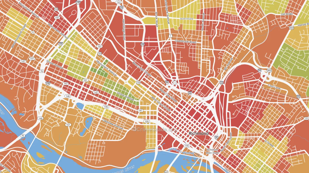 Carver-Richmond, Richmond, VA Map of Drug-Related Crime Rates