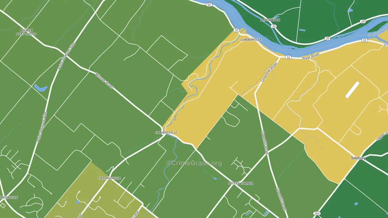 Carversville, PA Map of Drug-Related Crime Rates