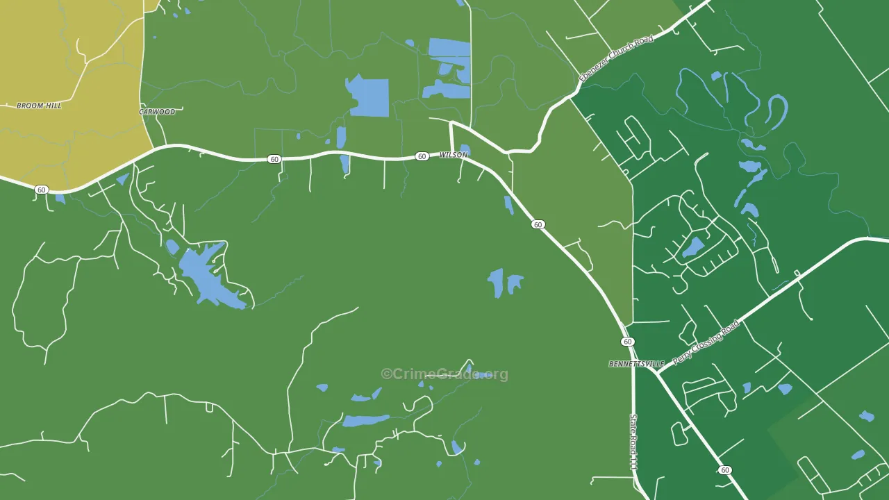 Carwood, IN Map of Drug-Related Crime Rates
