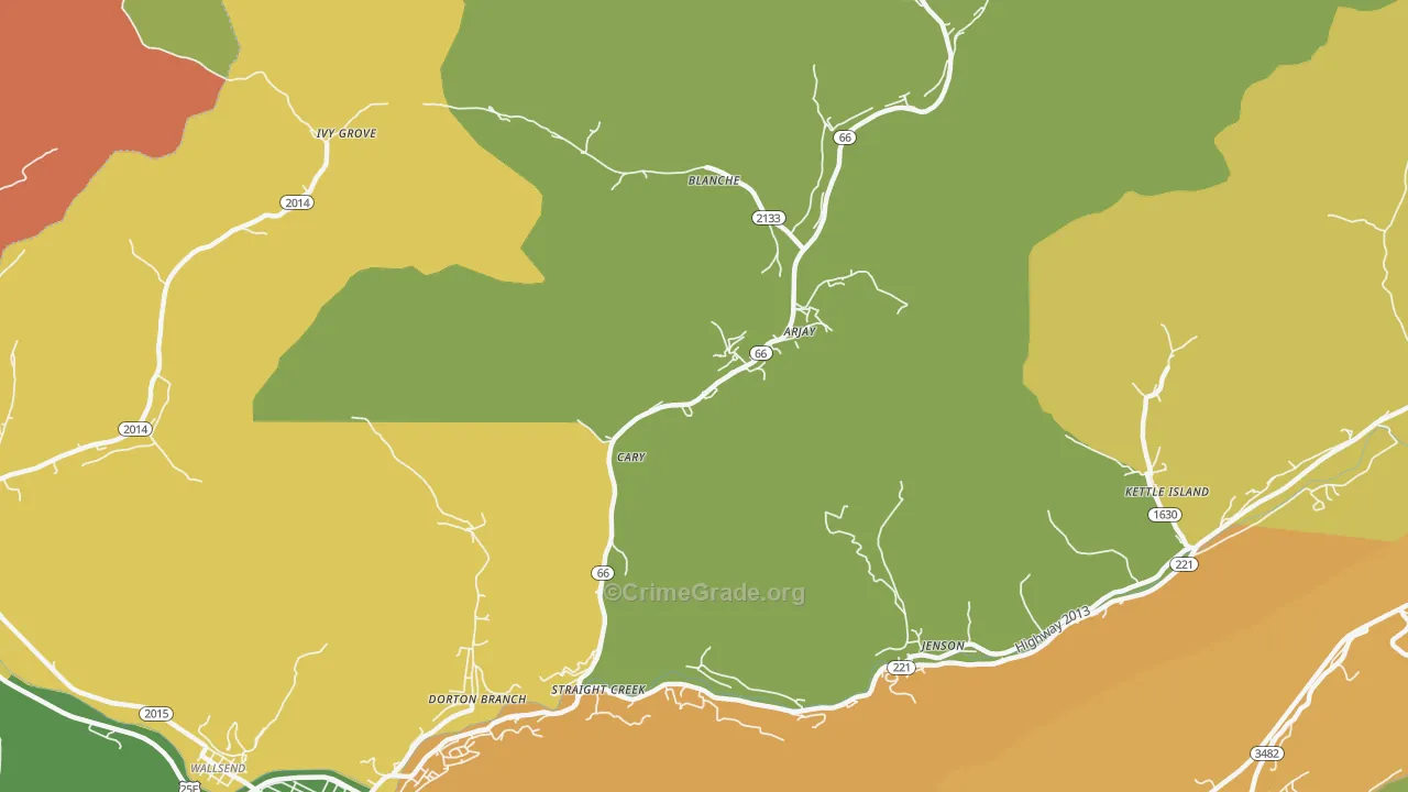 Cary, KY Map of Drug-Related Crime Rates