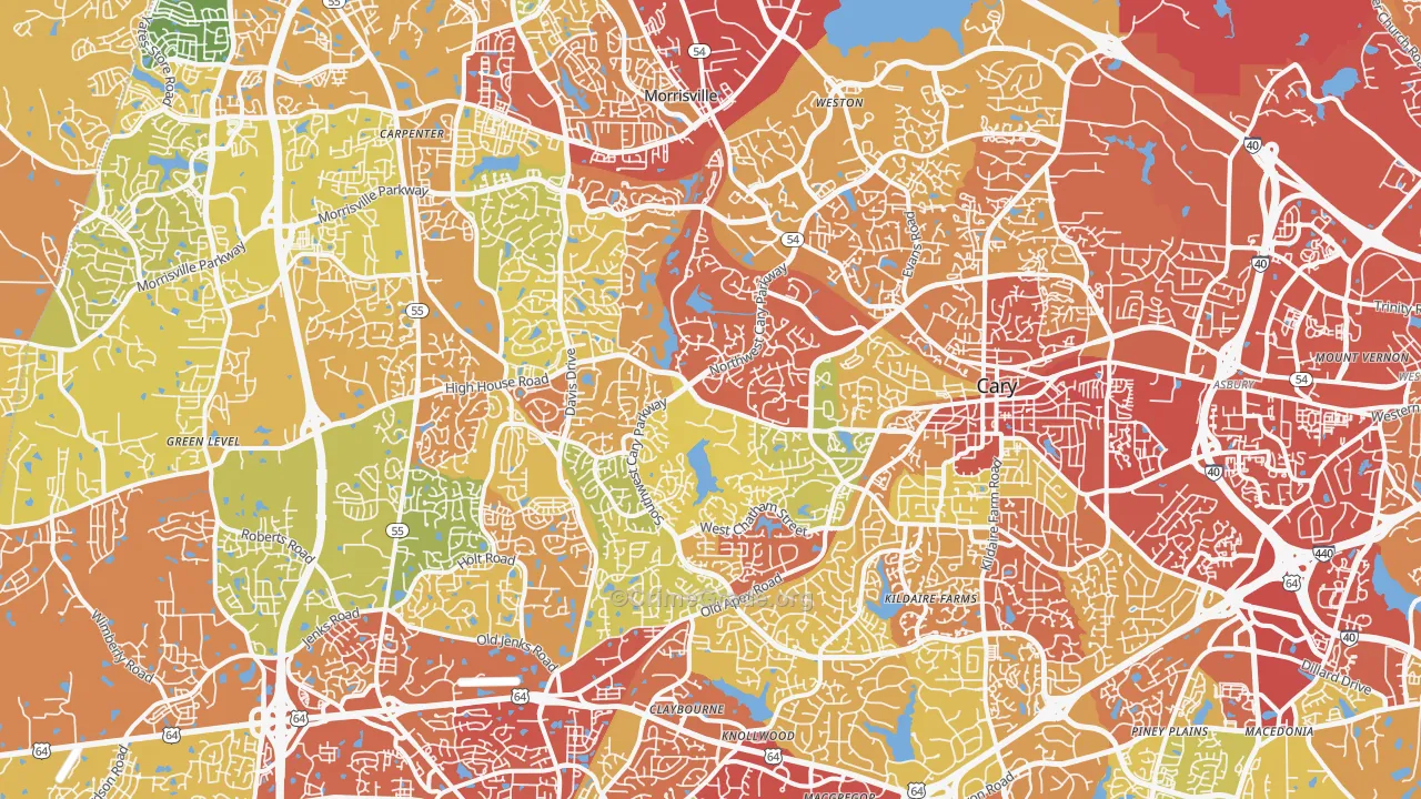Cary, NC Map of Drug-Related Crime Rates