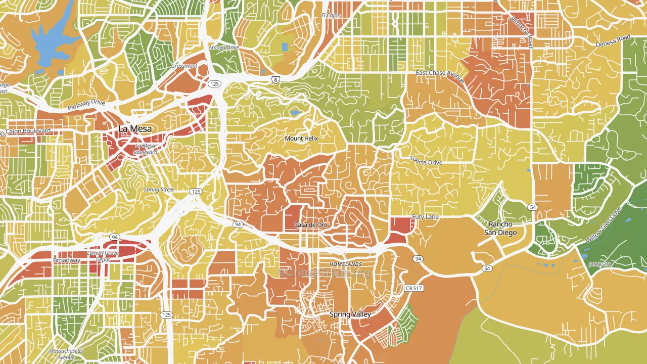 Casa de Oro-Mount Helix, CA Map of Drug-Related Crime Rates