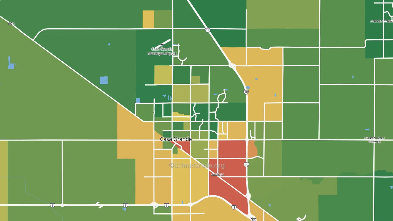 Casa Grande, AZ Map of Drug-Related Crime Rates