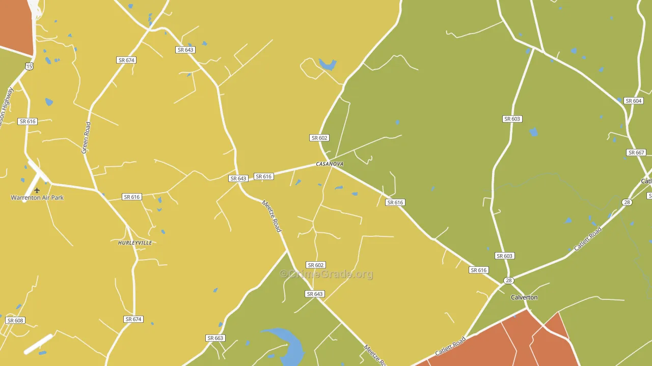 Casanova, VA Map of Drug-Related Crime Rates