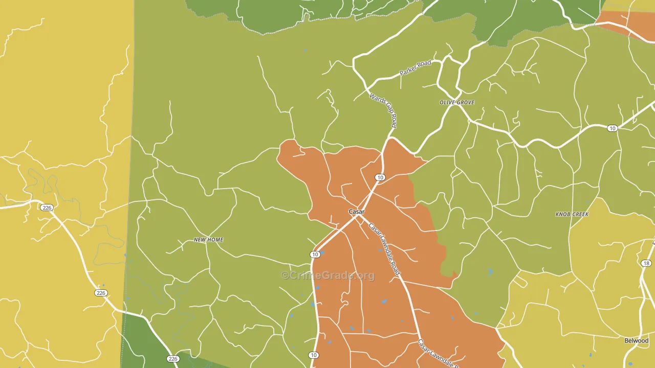Casar, NC Map of Drug-Related Crime Rates