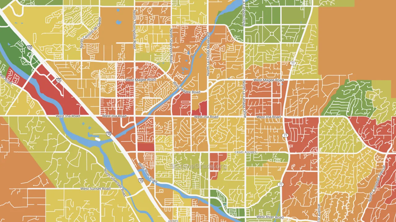 Casas Adobes, AZ Map of Drug-Related Crime Rates
