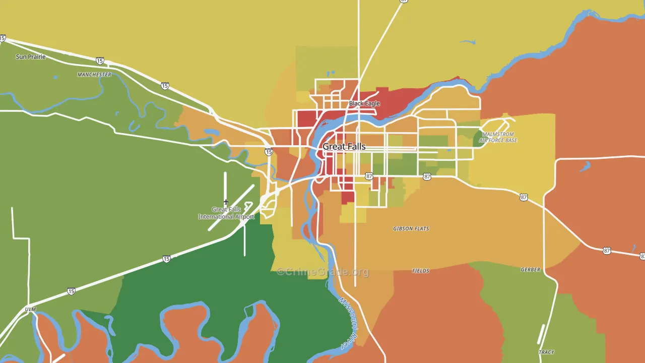 Cascade County, MT Map of Drug-Related Crime Rates