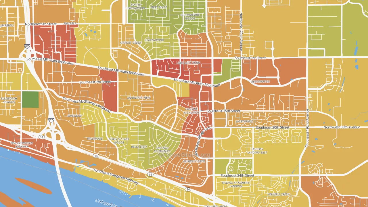 Cascade Highlands, Vancouver, WA Map of Drug-Related Crime Rates