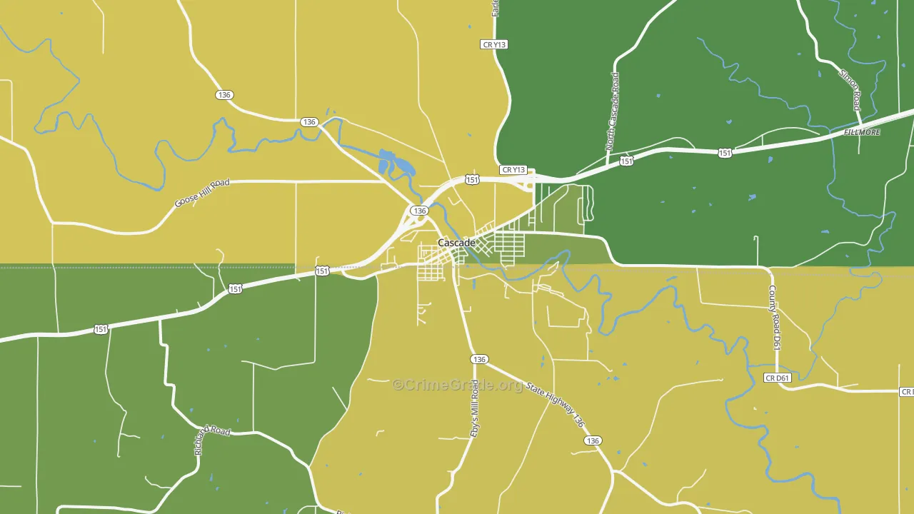 Cascade, IA Map of Drug-Related Crime Rates
