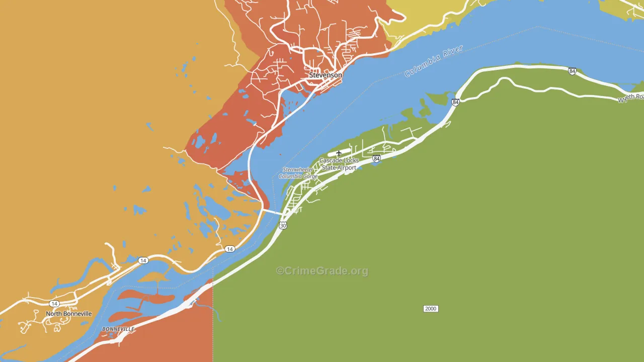 Cascade Locks, OR Map of Drug-Related Crime Rates