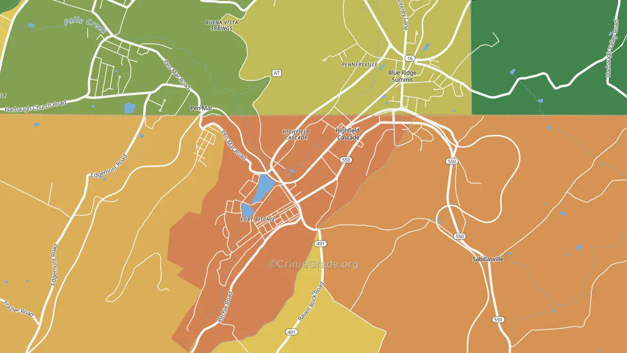Cascade, MD Map of Drug-Related Crime Rates