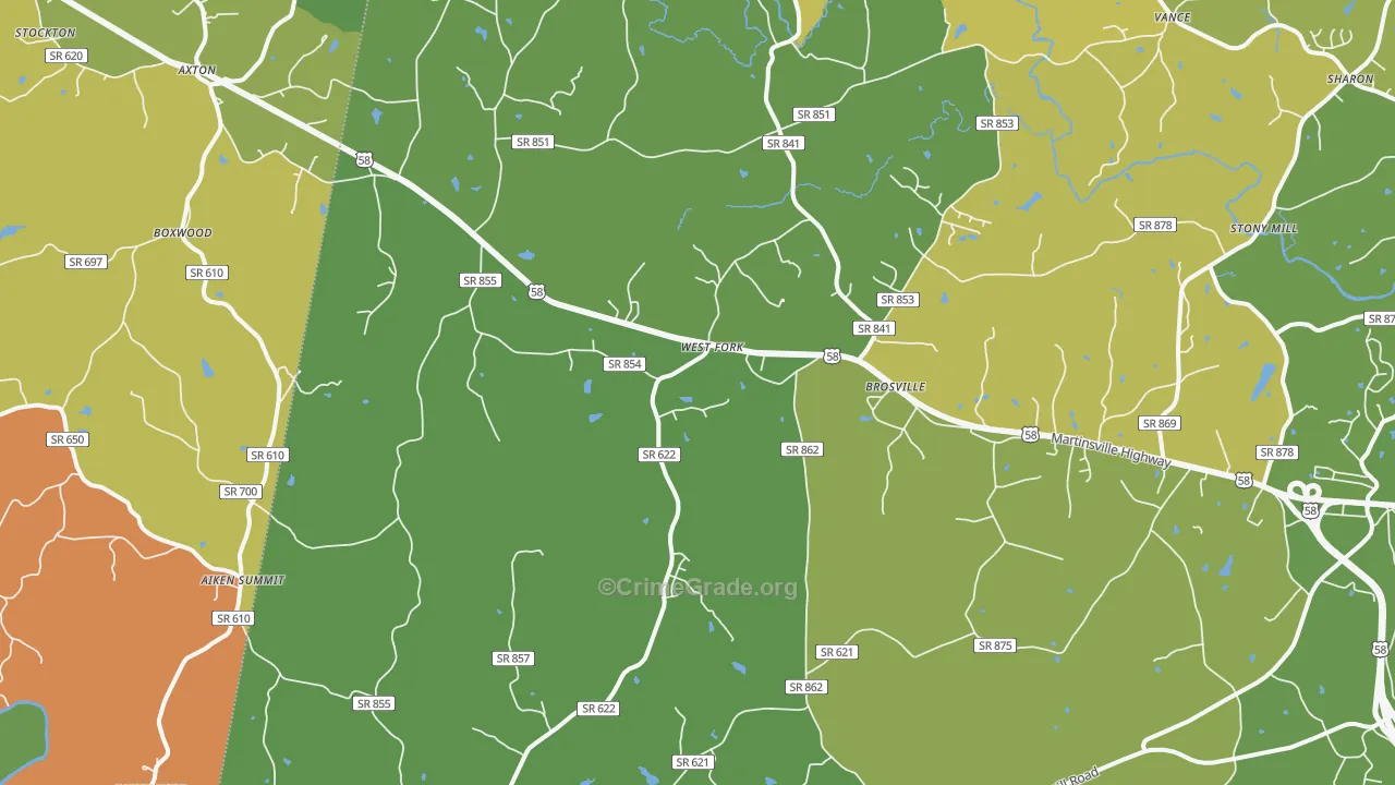 Cascade, VA Map of Drug-Related Crime Rates
