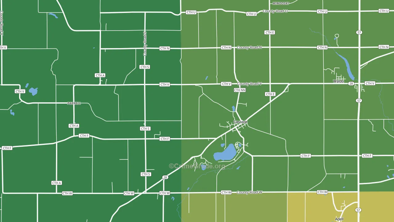 Cascade, WI Map of Drug-Related Crime Rates