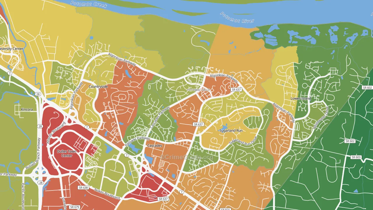 Cascades, VA Map of Drug-Related Crime Rates