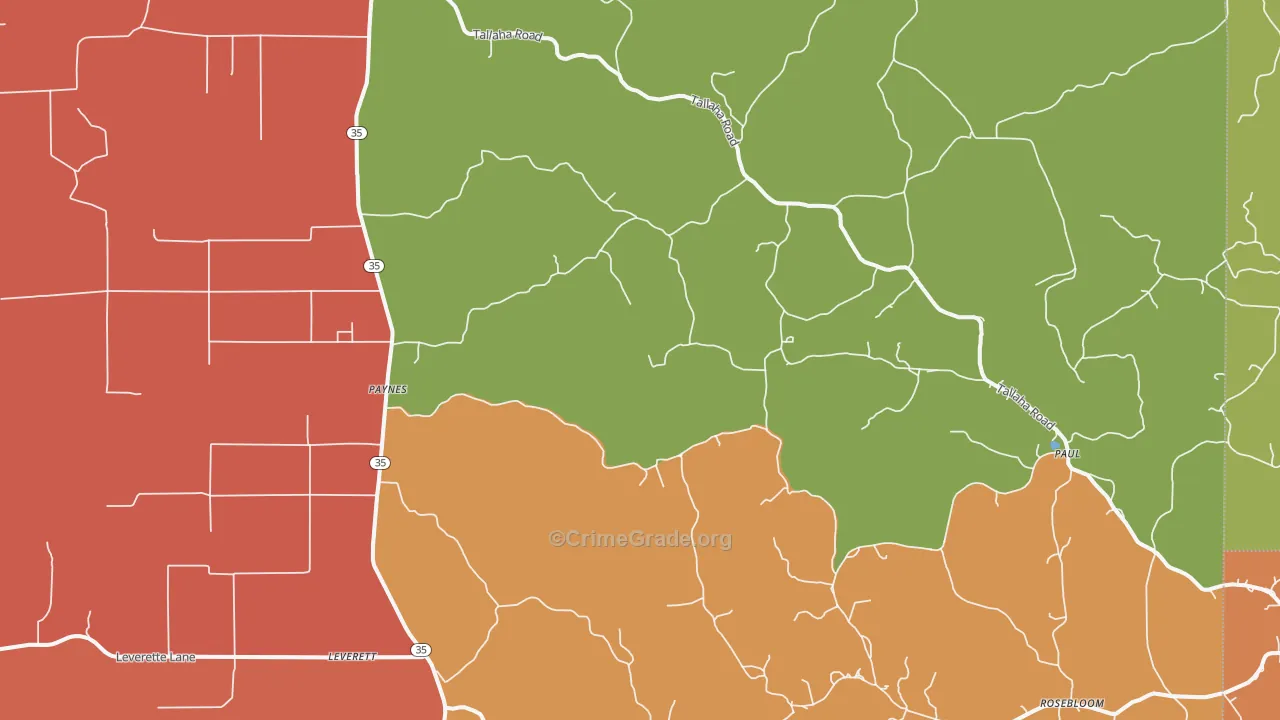 Cascilla, MS Map of Drug-Related Crime Rates
