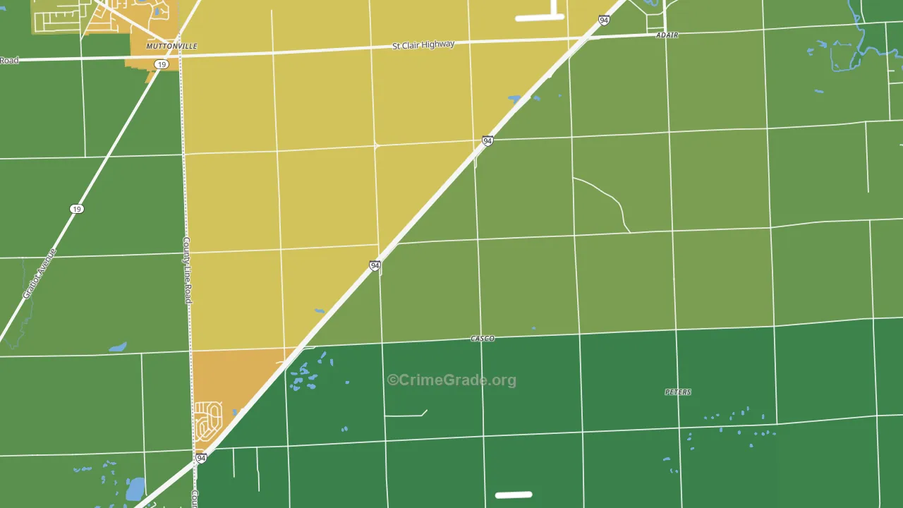 Casco, MI Map of Drug-Related Crime Rates
