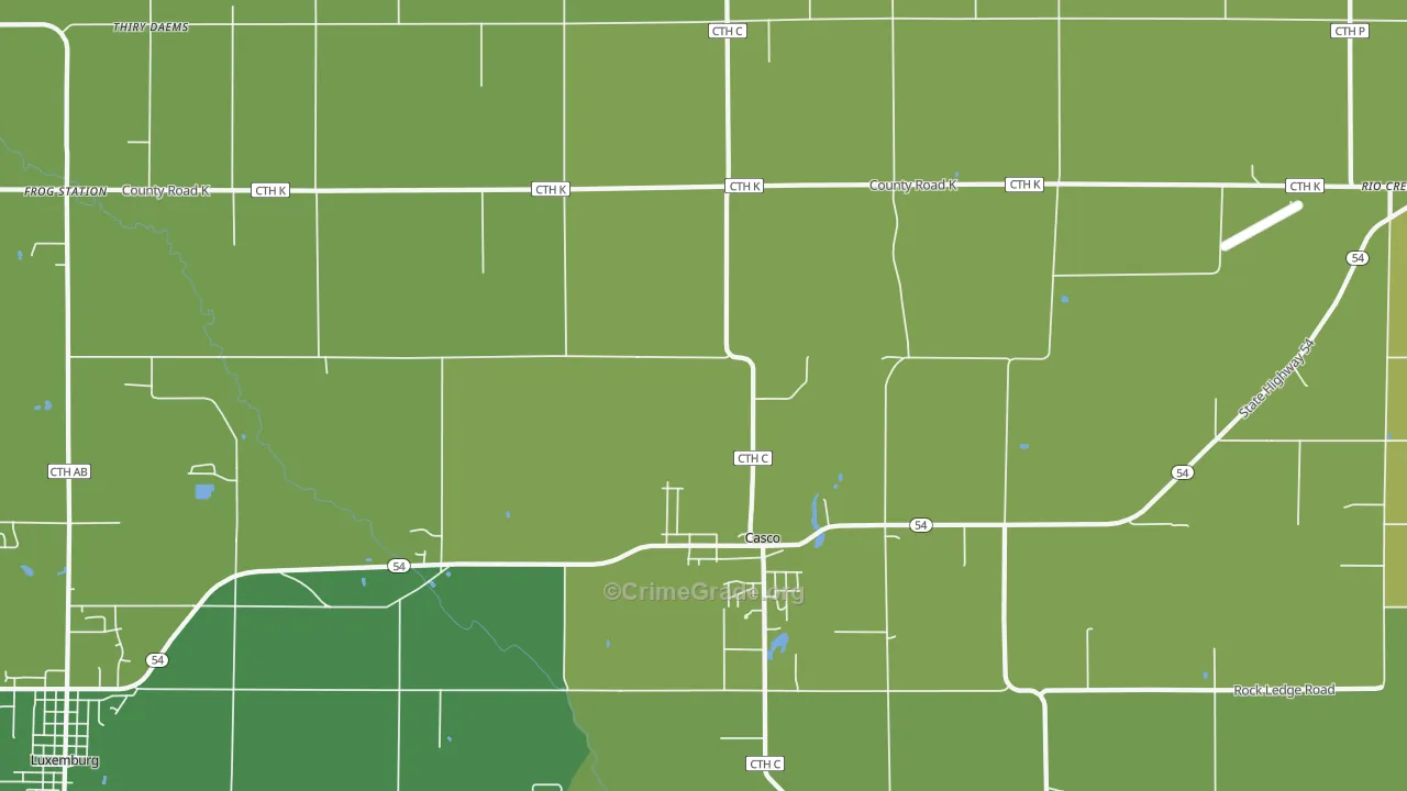 Casco, WI Map of Drug-Related Crime Rates