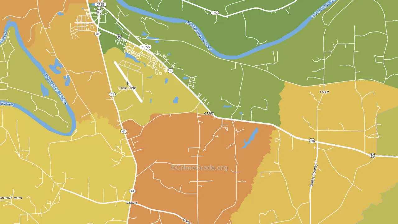 Casey, AL Map of Drug-Related Crime Rates