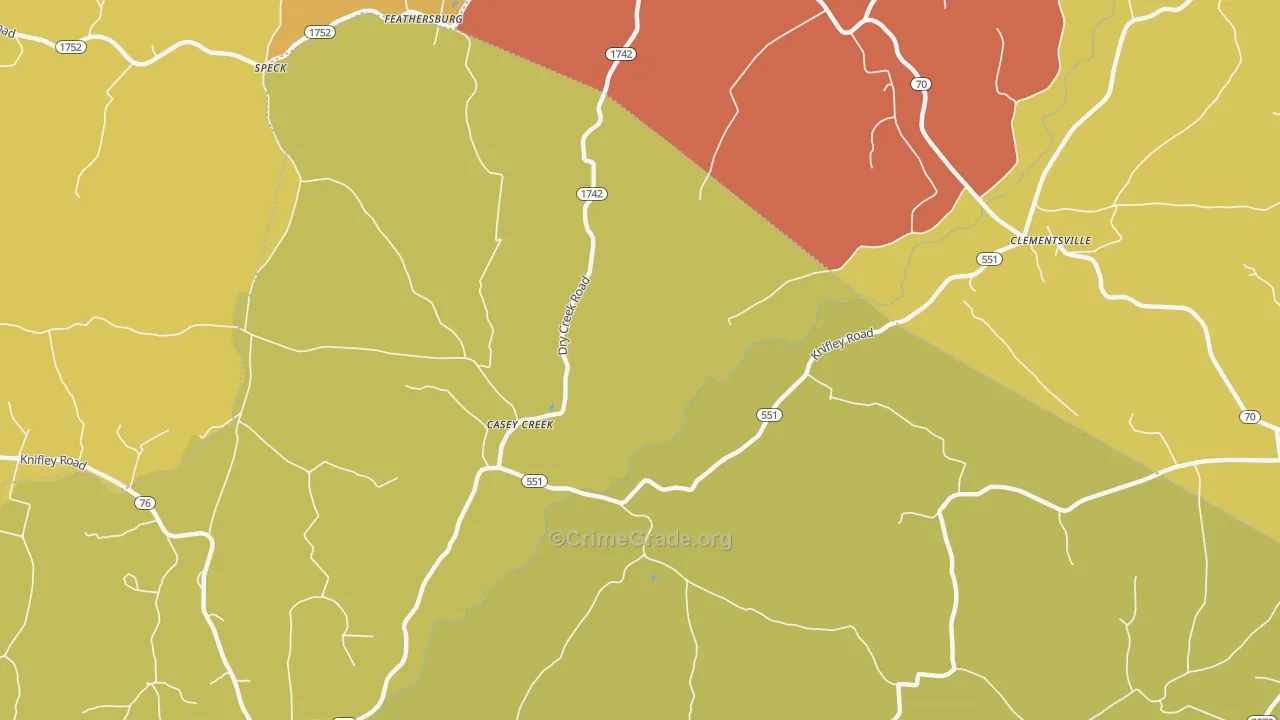 Casey Creek, KY Map of Drug-Related Crime Rates