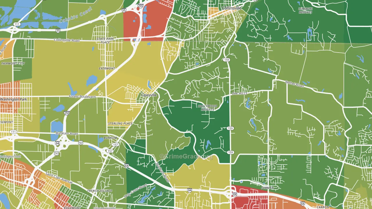 Caseyville, IL Map of Drug-Related Crime Rates