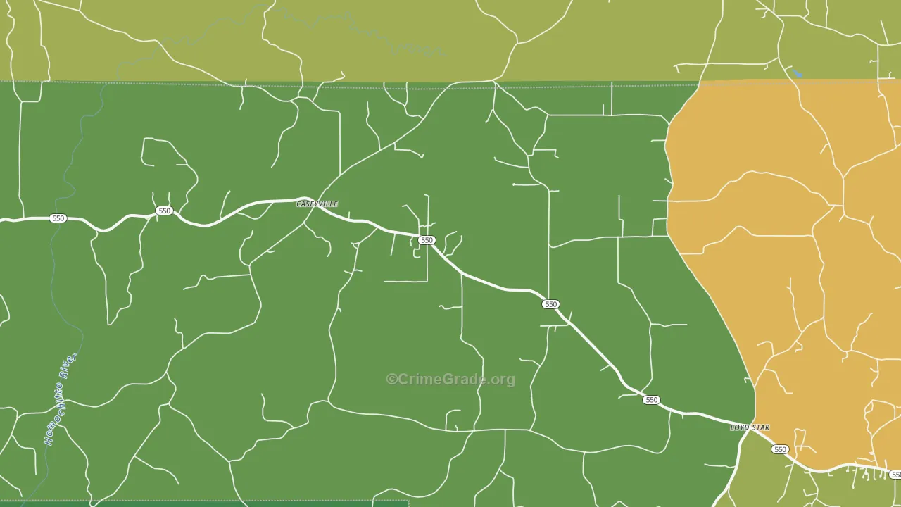 Caseyville, MS Map of Drug-Related Crime Rates
