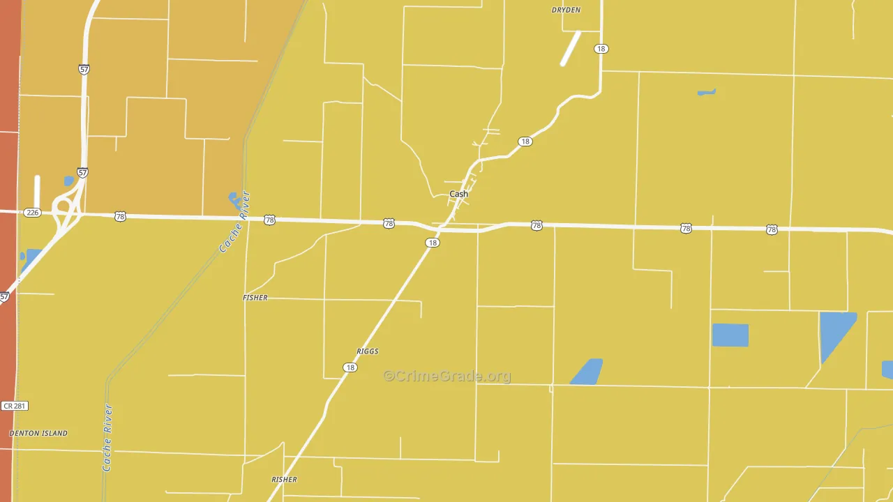 Cash, AR Map of Drug-Related Crime Rates