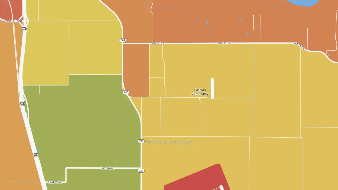 Cashion Community, TX Map of Drug-Related Crime Rates
