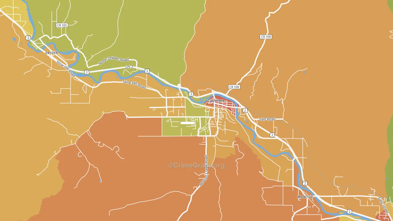 Cashmere, WA Map of Drug-Related Crime Rates