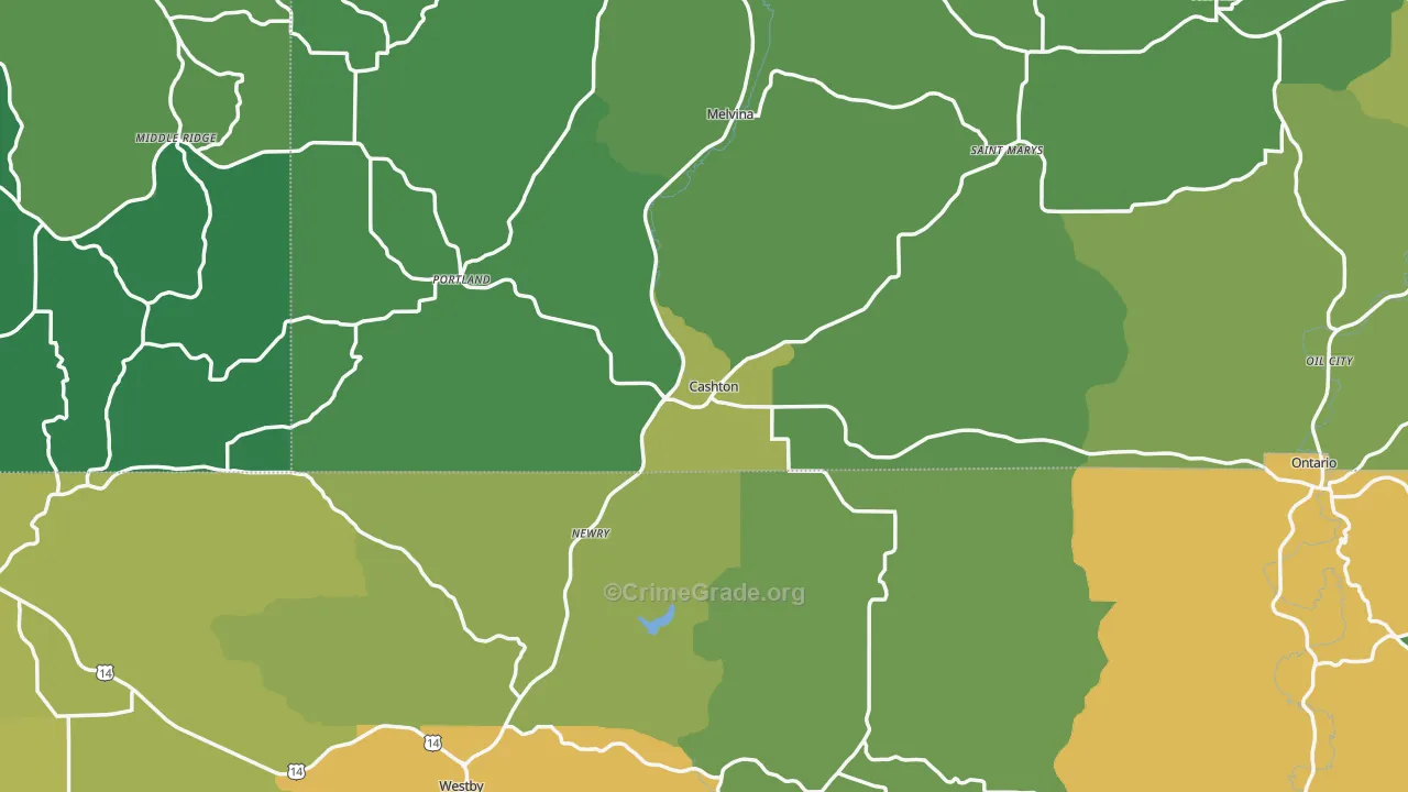 Cashton, WI Map of Drug-Related Crime Rates