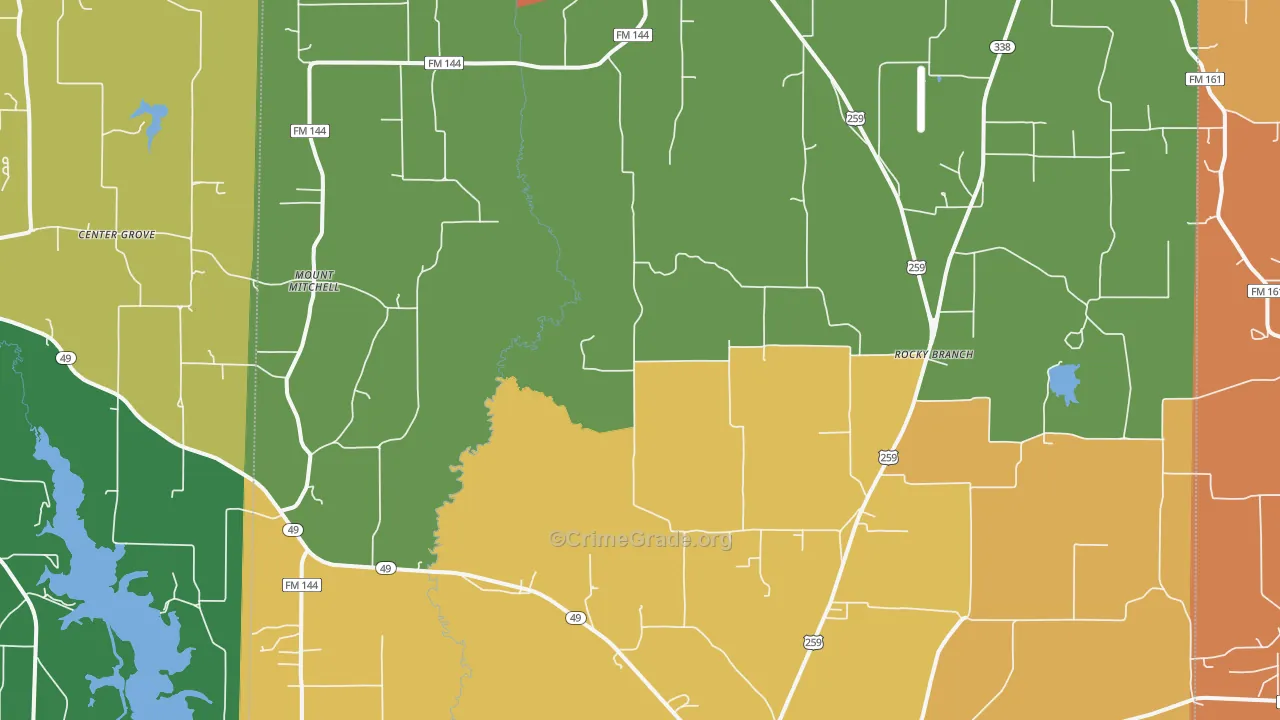 Cason, TX Map of Drug-Related Crime Rates
