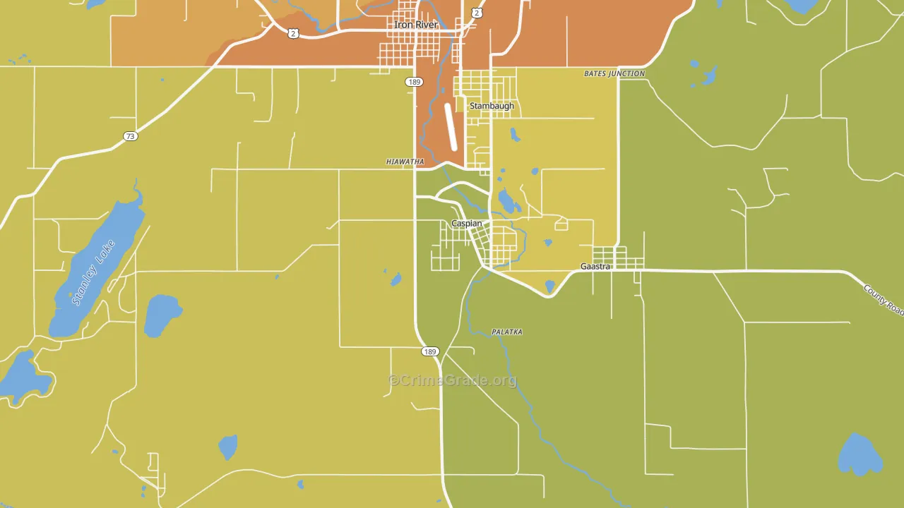 Caspian, MI Map of Drug-Related Crime Rates