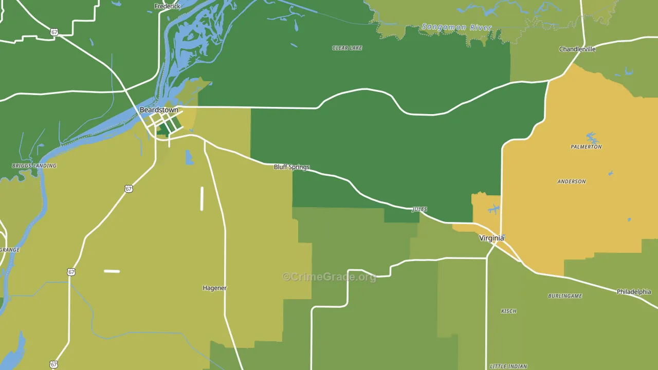 Cass County, IL Map of Drug-Related Crime Rates